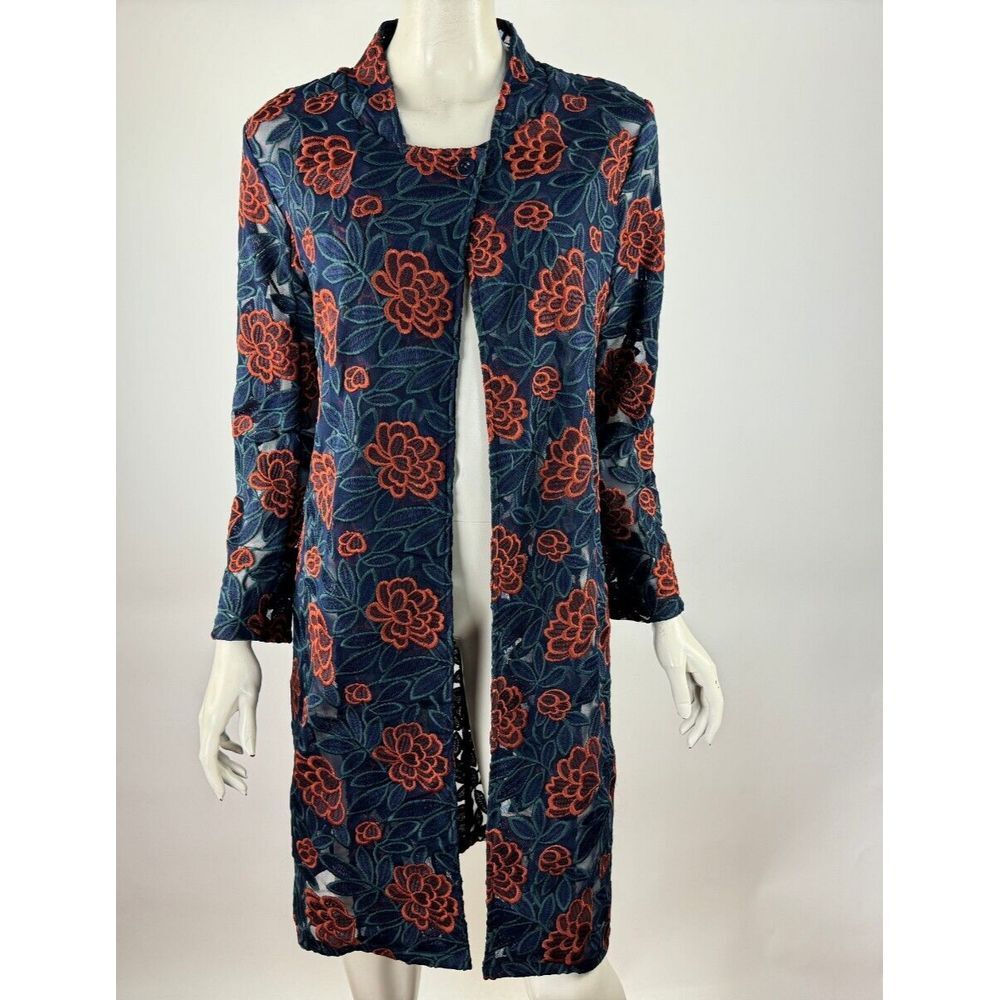 Sundance Driftwood Turn Heads Coat Women M NWOT Embroidered Floral Sheer Jacket